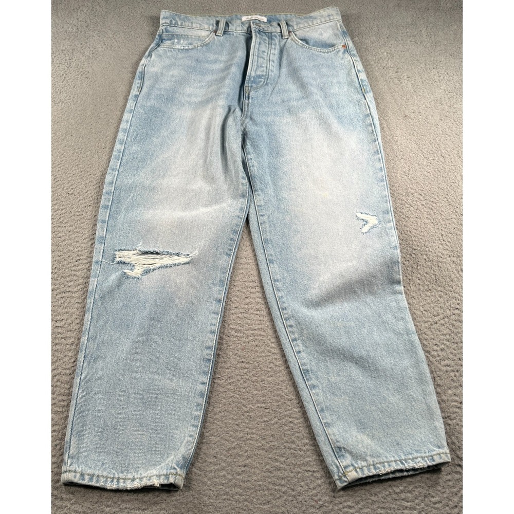 Betro Simone Jeans Women 31x26‎ Blue Denim Mom Cropped Button Fly  Distressed